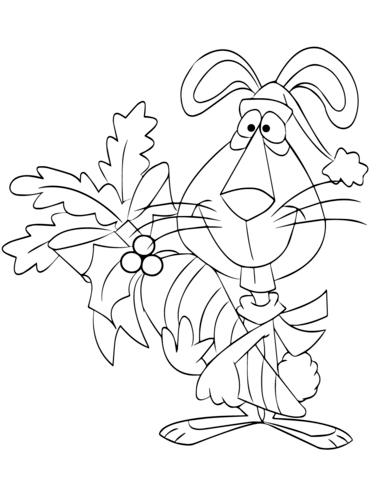 Christmas Rabbit With Carrot Coloring Page